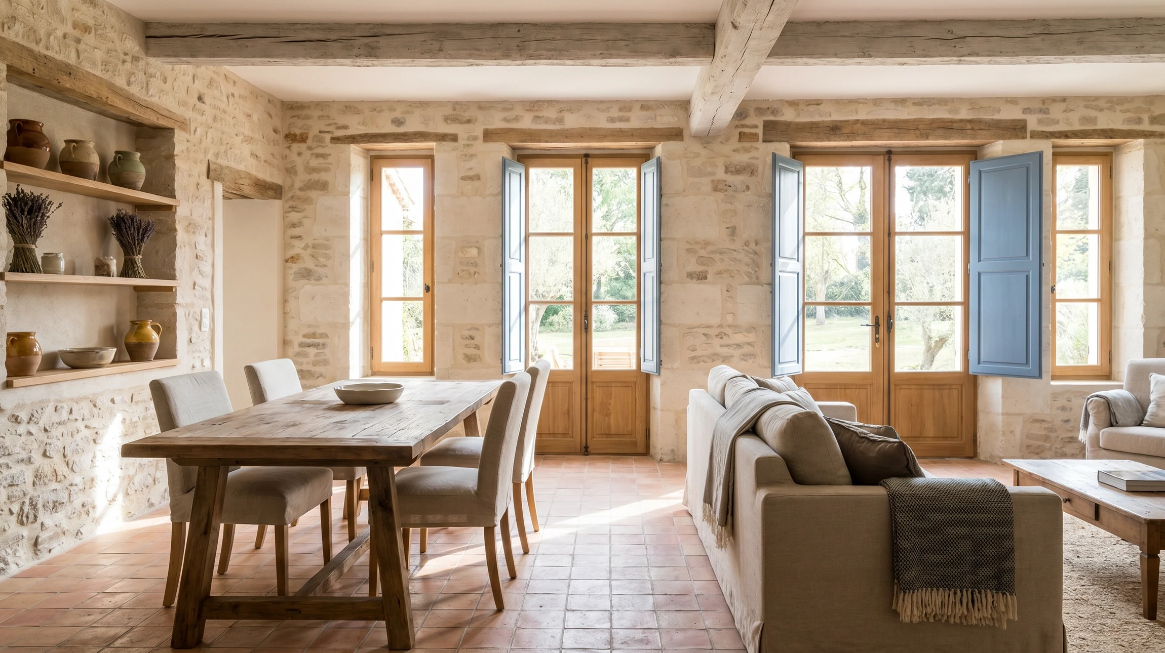 Artisan carreleur à genoux posant du carrelage dans une pièce en rénovation, murs blancs partiellement peints